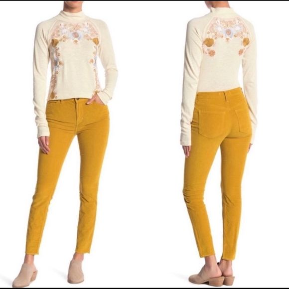 Free People Pants - FREE PEOPLE HIGH RISE SKINNY CORDUROY MUSTARD PANT